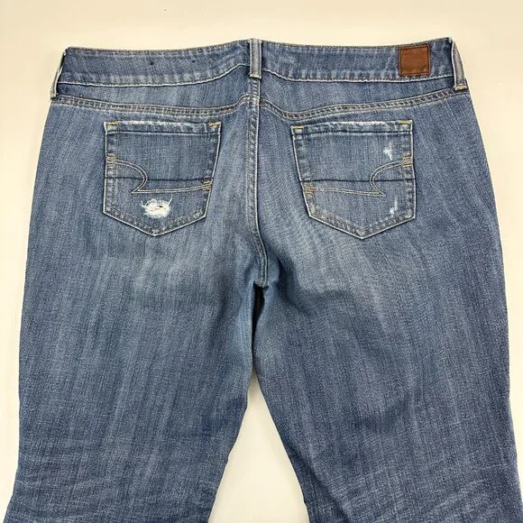 American Eagle Distressed Favorite Boyfriend Women's size 12 Dark Blue Jeans - Picture 4 of 4